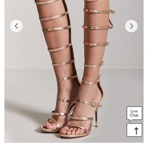 NEVER WORN 7.5 rose gold metallic gladiator heels